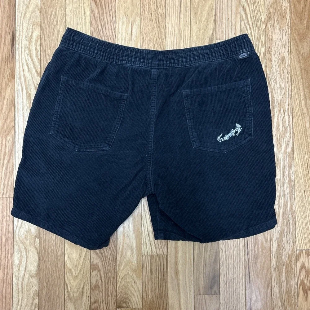 Billabong x King Stingray Black Wide Corduroy Cotton Drawstring Shorts - Large